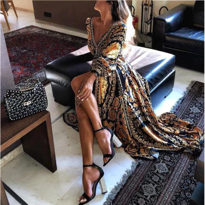 Zomerjurk Wikkeljurk Boho Stijl met Split