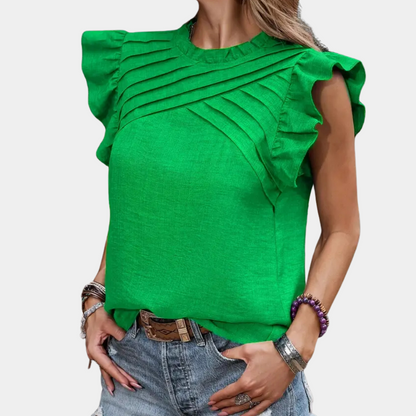 Groene Blouse voor Dames met Vrouwelijke Stijl - Mode Vibes