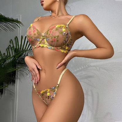 Kantige Lingerie Set Tweedelig met Borduurwerk