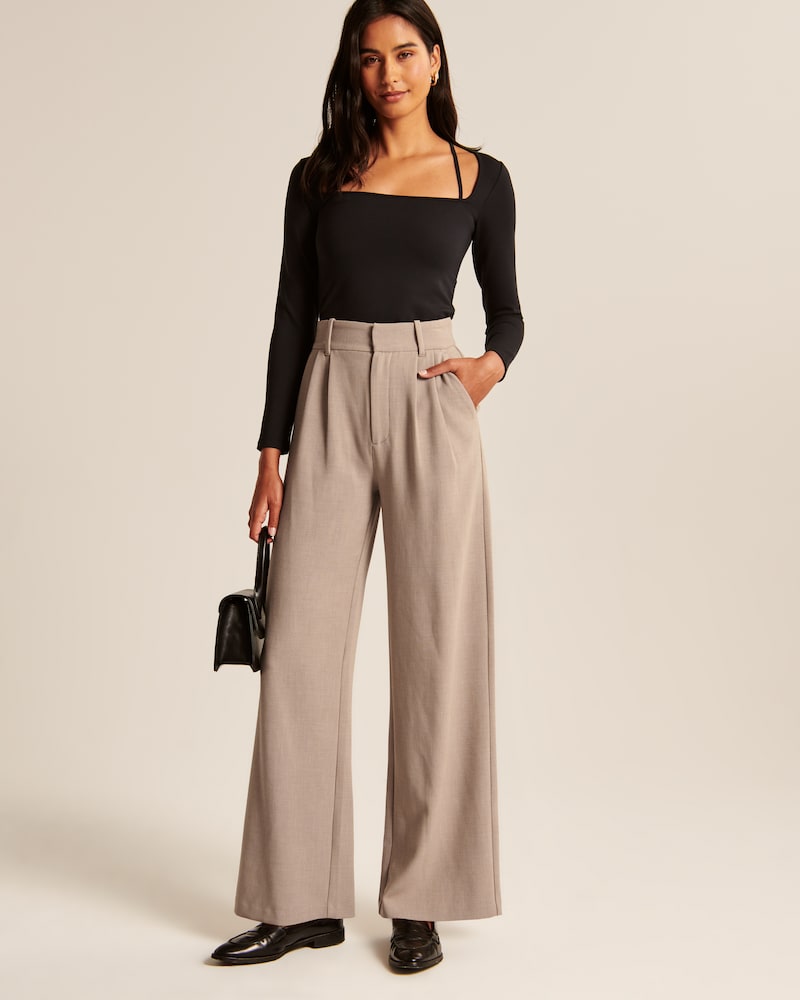 Comfortabele Hoge Waist Broek Wijd Met Elastiek
