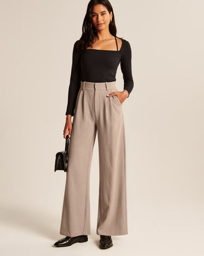Comfortabele Hoge Waist Broek Wijd Met Elastiek