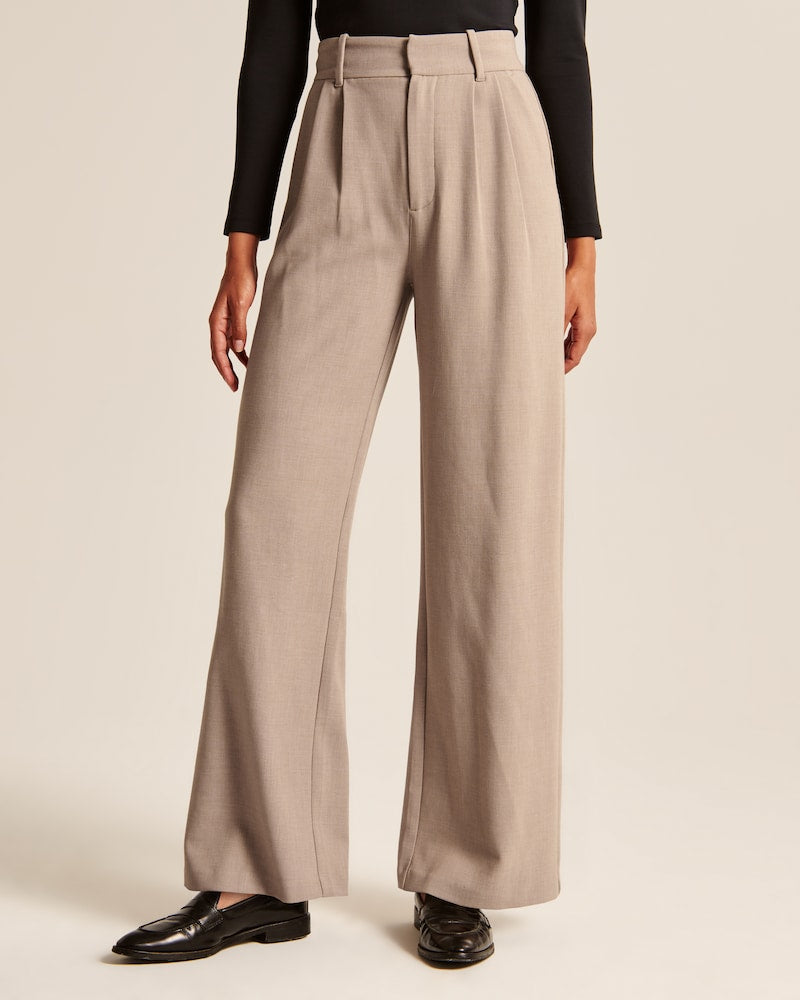 Comfortabele Hoge Waist Broek Wijd Met Elastiek - Mode Vibes