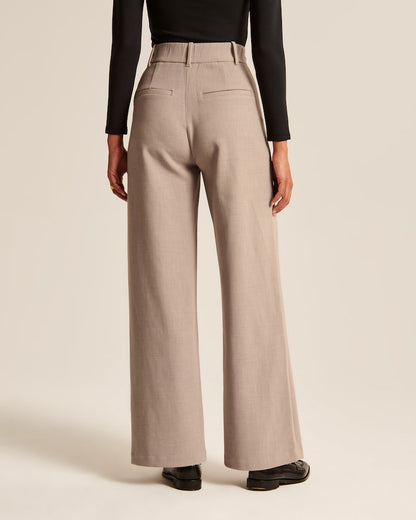 Comfortabele Hoge Waist Broek Wijd Met Elastiek