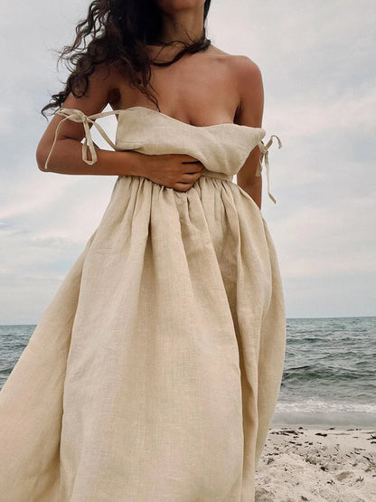 Zomerjurk Linnen Elegante Fit en Flare Jurk