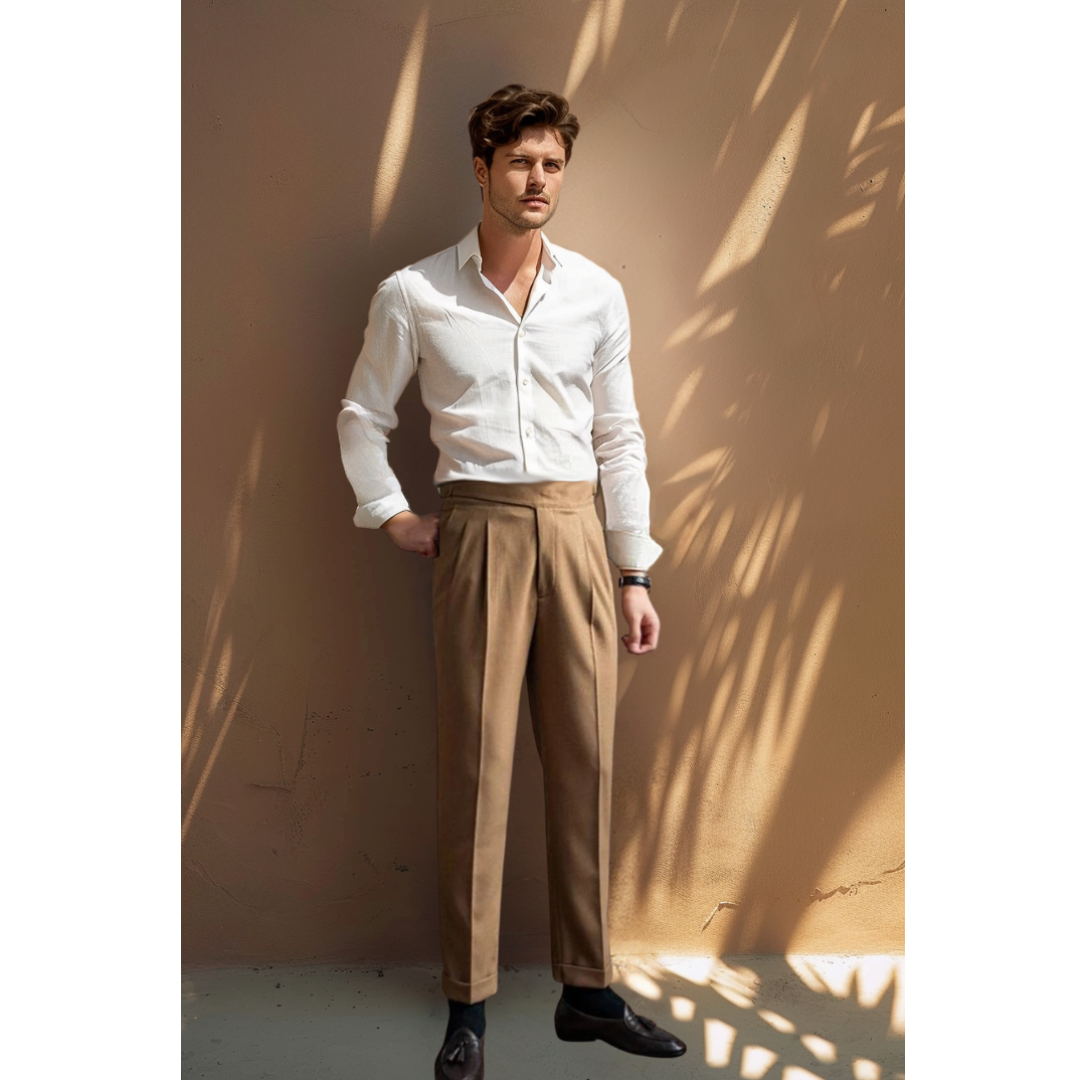 Heren Broek Vintage Plooi Stijl