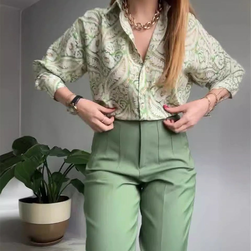 Dames pak met print – Elegant en comfortabel broekpak