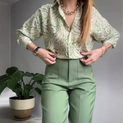 Dames pak met print – Elegant en comfortabel broekpak