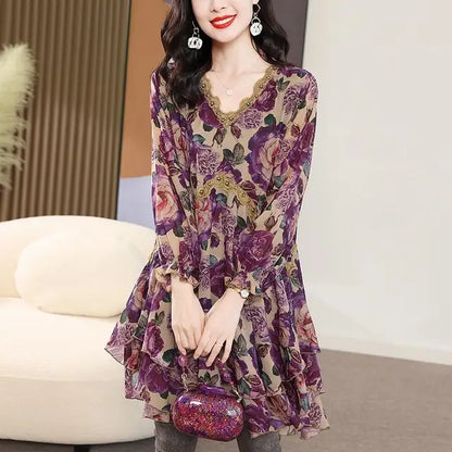 Kantoor Elegantie: Vintage Bloemenprint Blouse
