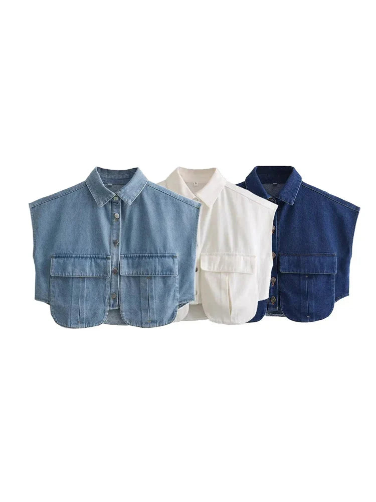 Savina Elegante Denim Blouse