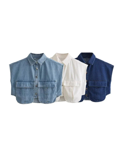Savina Elegante Denim Blouse