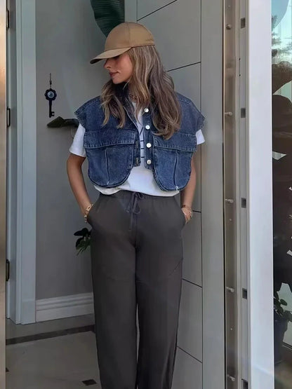 Savina Elegante Denim Blouse