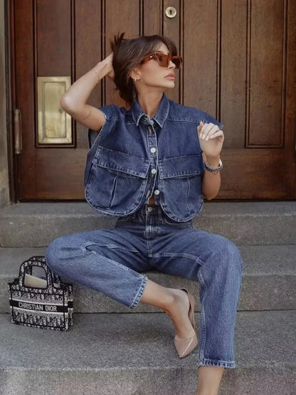 Savina Elegante Denim Blouse