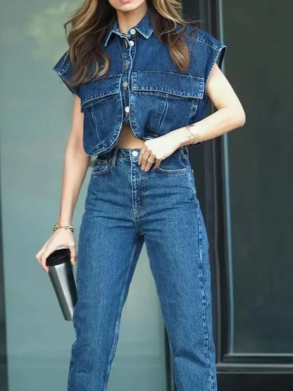 Savina Elegante Denim Blouse