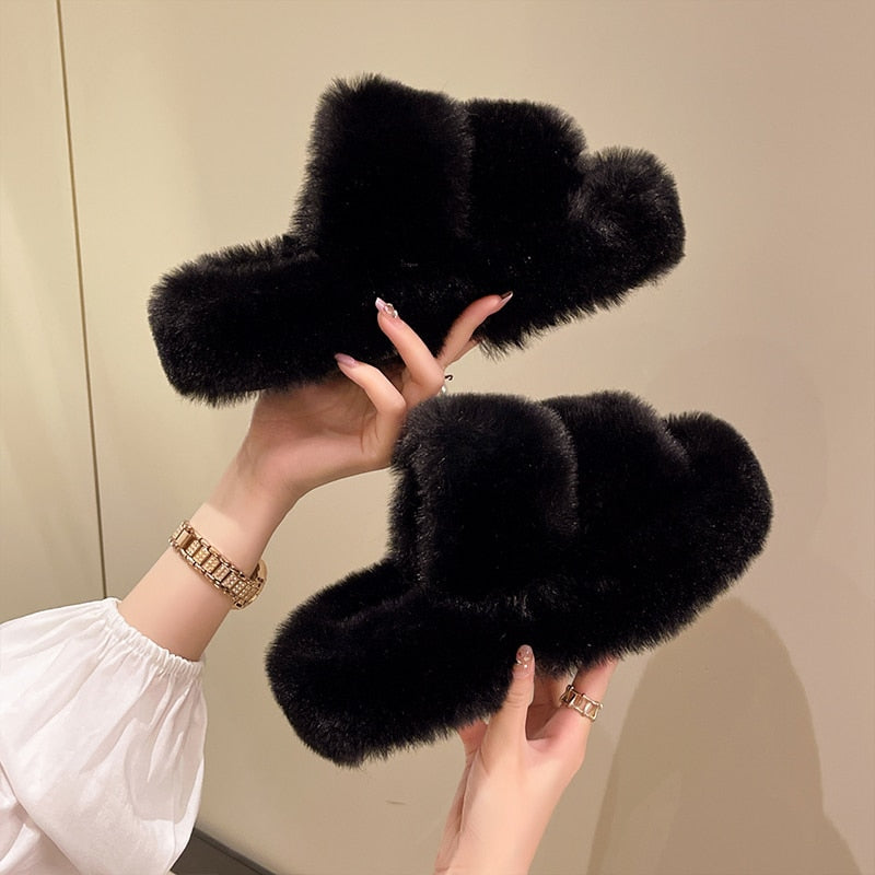 Dames Faux Fur Pantoffels Zachte Warme Comfortabele