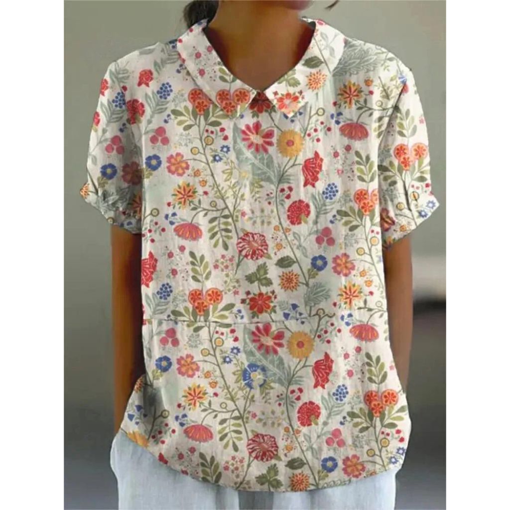 Katharina | Blouse van katoenmix met bloemenpatroon