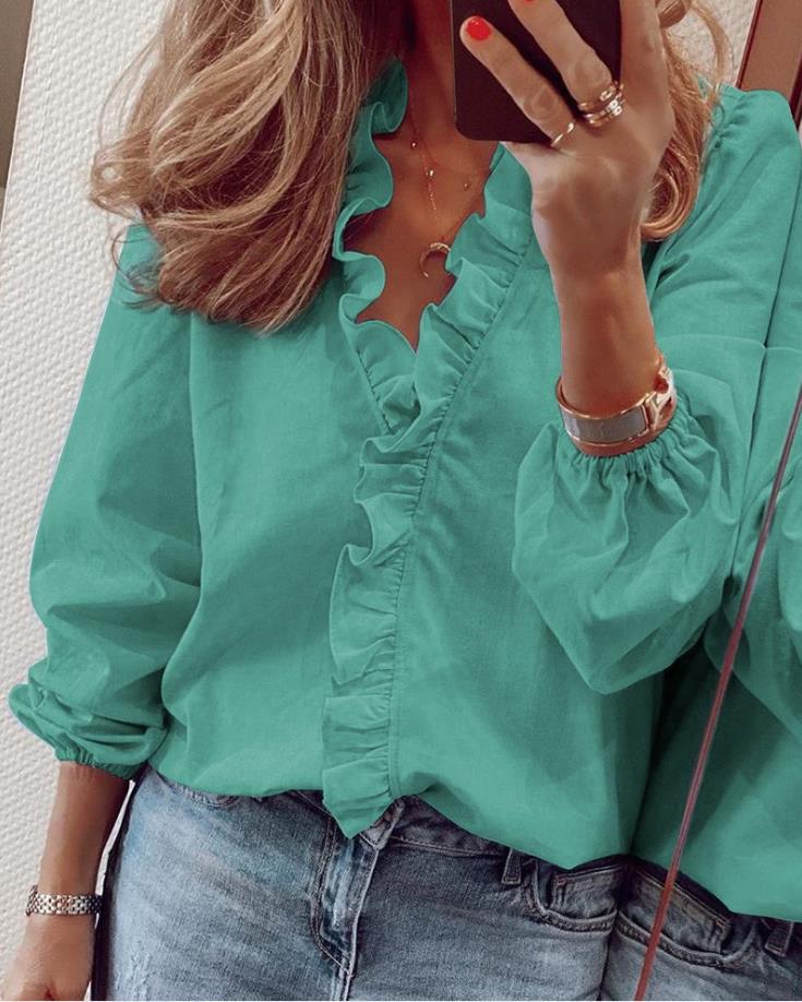 Katharina | Blusa estiva con scollo a V e volant