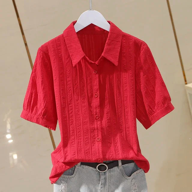 EllaGrace Vintage Katoenen Oversized Dames Blouse