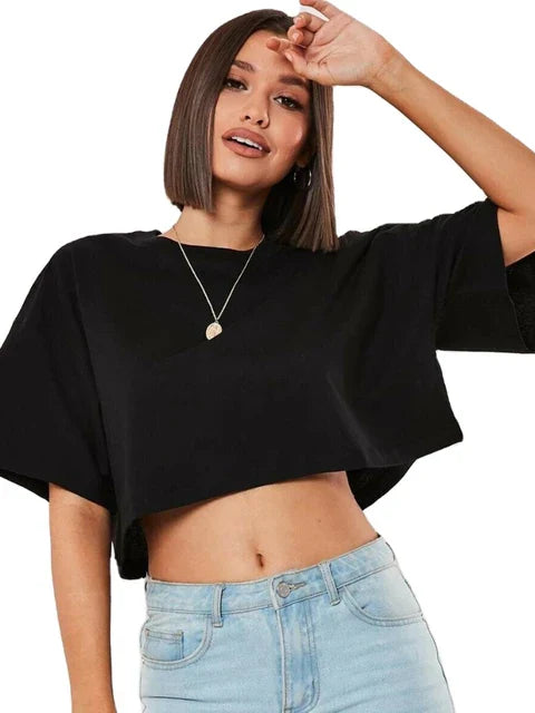 FitFemme Dames Korte Mouw Crop Top