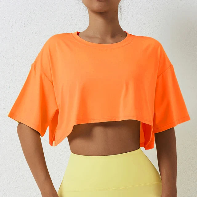 FitFemme Dames Korte Mouw Crop Top