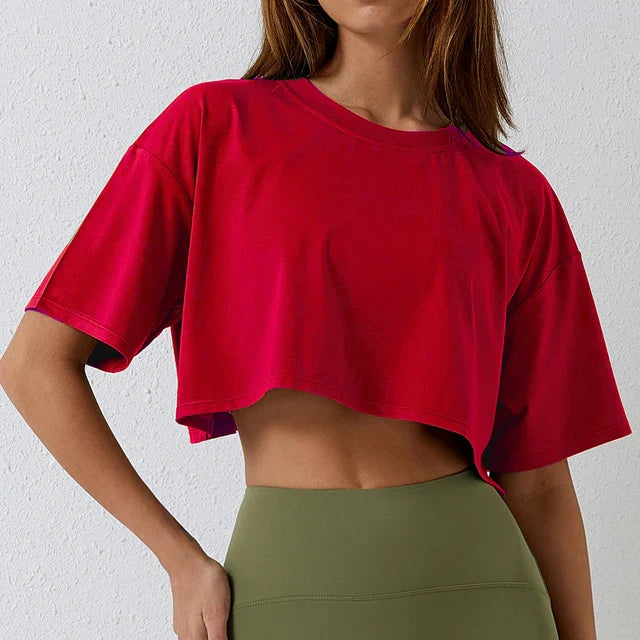 FitFemme Dames Korte Mouw Crop Top