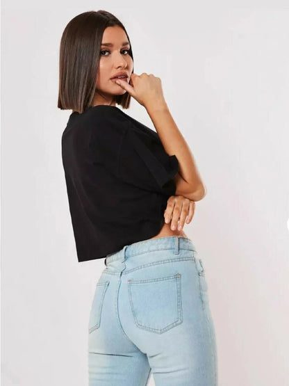 FitFemme Dames Korte Mouw Crop Top