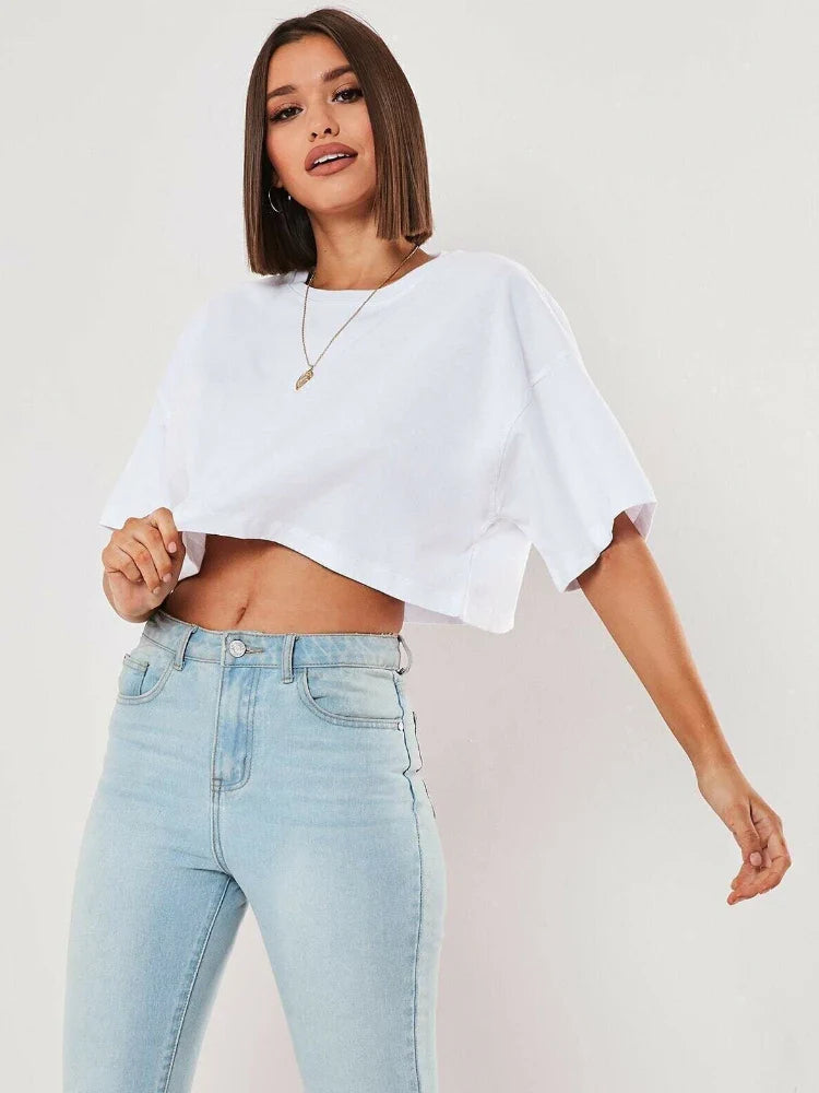 FitFemme Dames Korte Mouw Crop Top