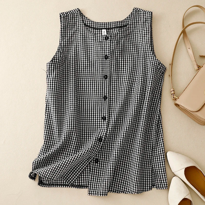 Luna Mode Zomerse Geruite Cardigan Set