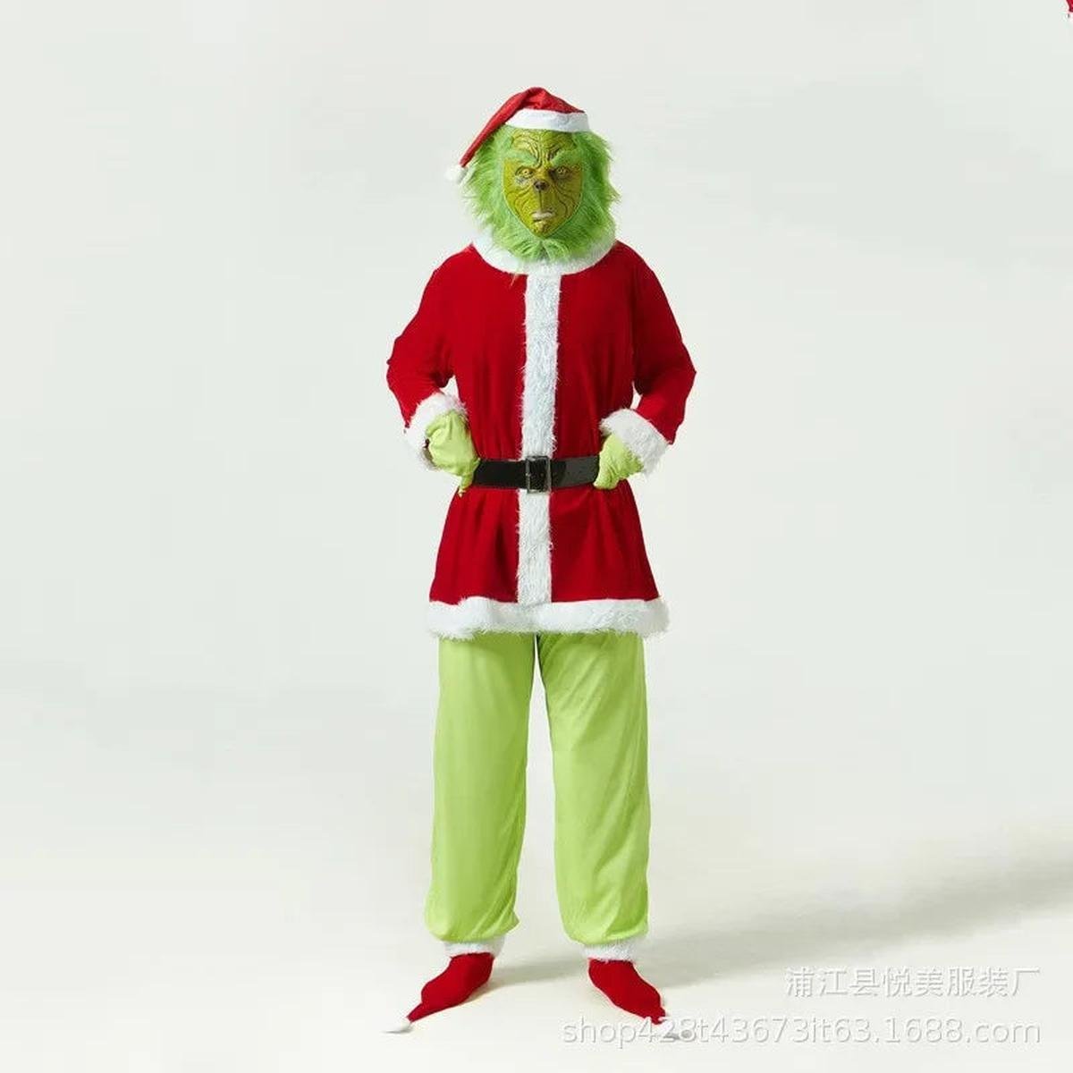 Kerstman Kostuum Volwassenen Inclusief Masker en Hoed - Mode Vibes