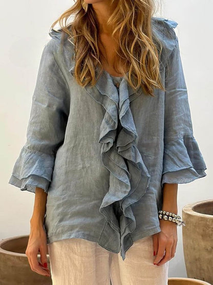 Kerstin | Elegante camicia casual con volant