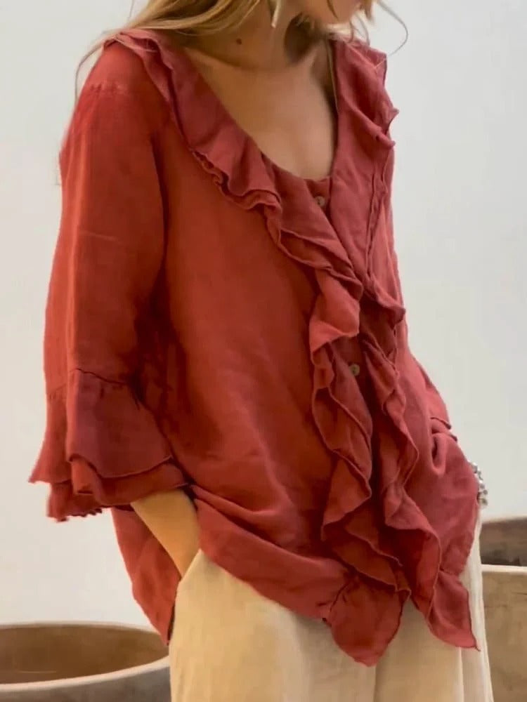 Kerstin | Elegante camicia casual con volant