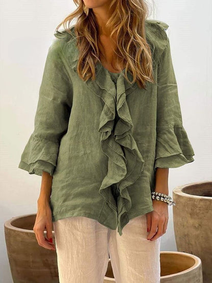 Kerstin | Elegante camicia casual con volant