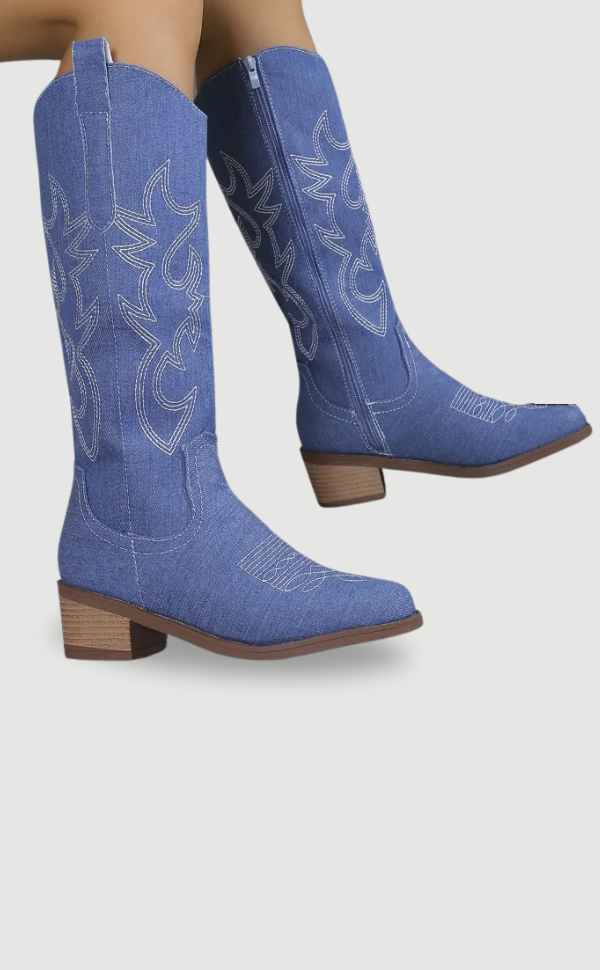 Cowboylaarzen van Denim Blauw voor Vrouw - Mode Vibes