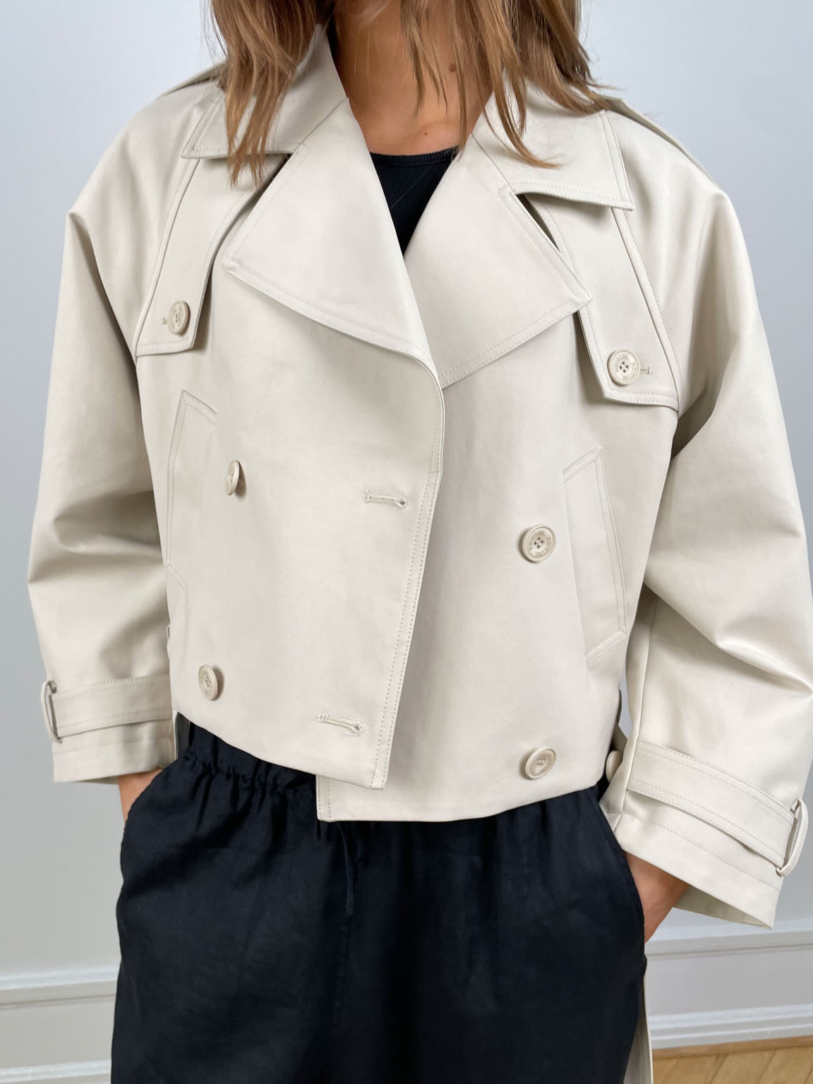 Dames Trenchcoat Lichtgewicht Groen Korte Elegante Jas