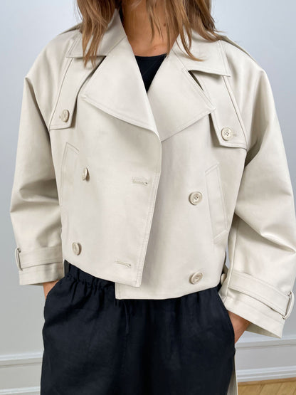 Dames Trenchcoat Lichtgewicht Groen Korte Elegante Jas