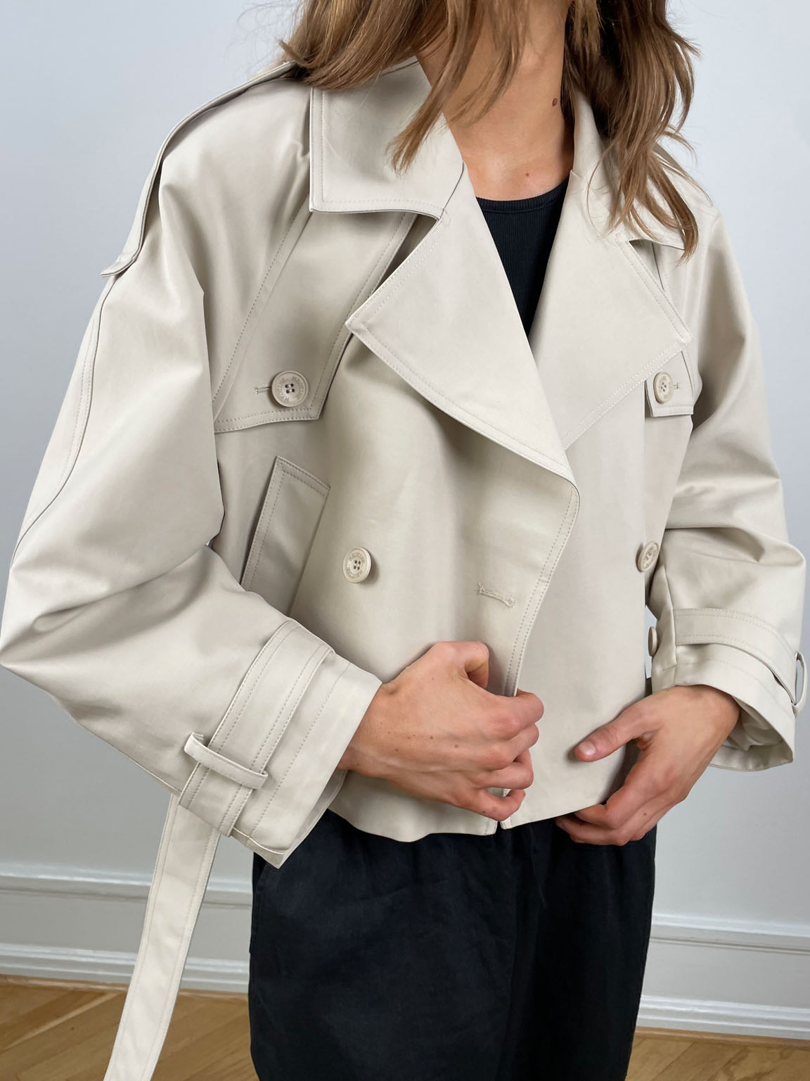 Dames Trenchcoat Lichtgewicht Groen Korte Elegante Jas