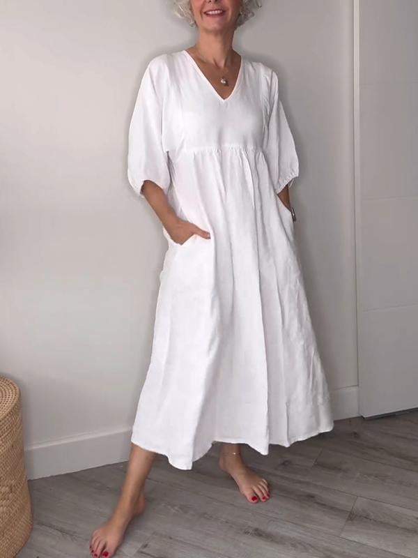 Klara | V-hals & Elegant Ontwerp Midi Jurk 0