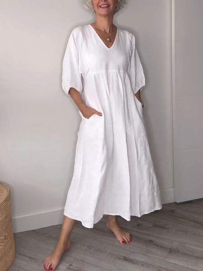 Klara | V-hals & Elegant Ontwerp Midi Jurk 0