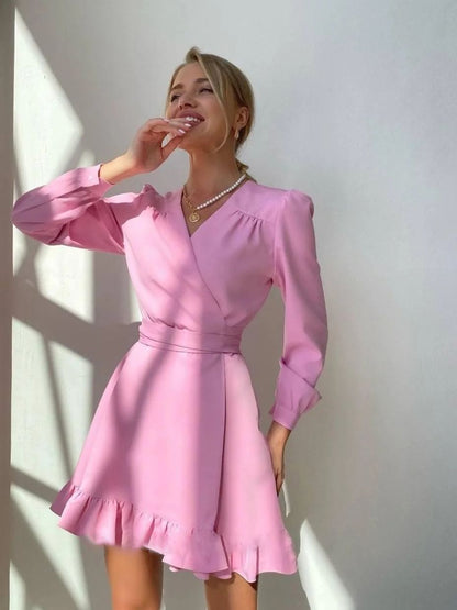 Klaudia | Mini-jurk met lange mouwen en V-hals