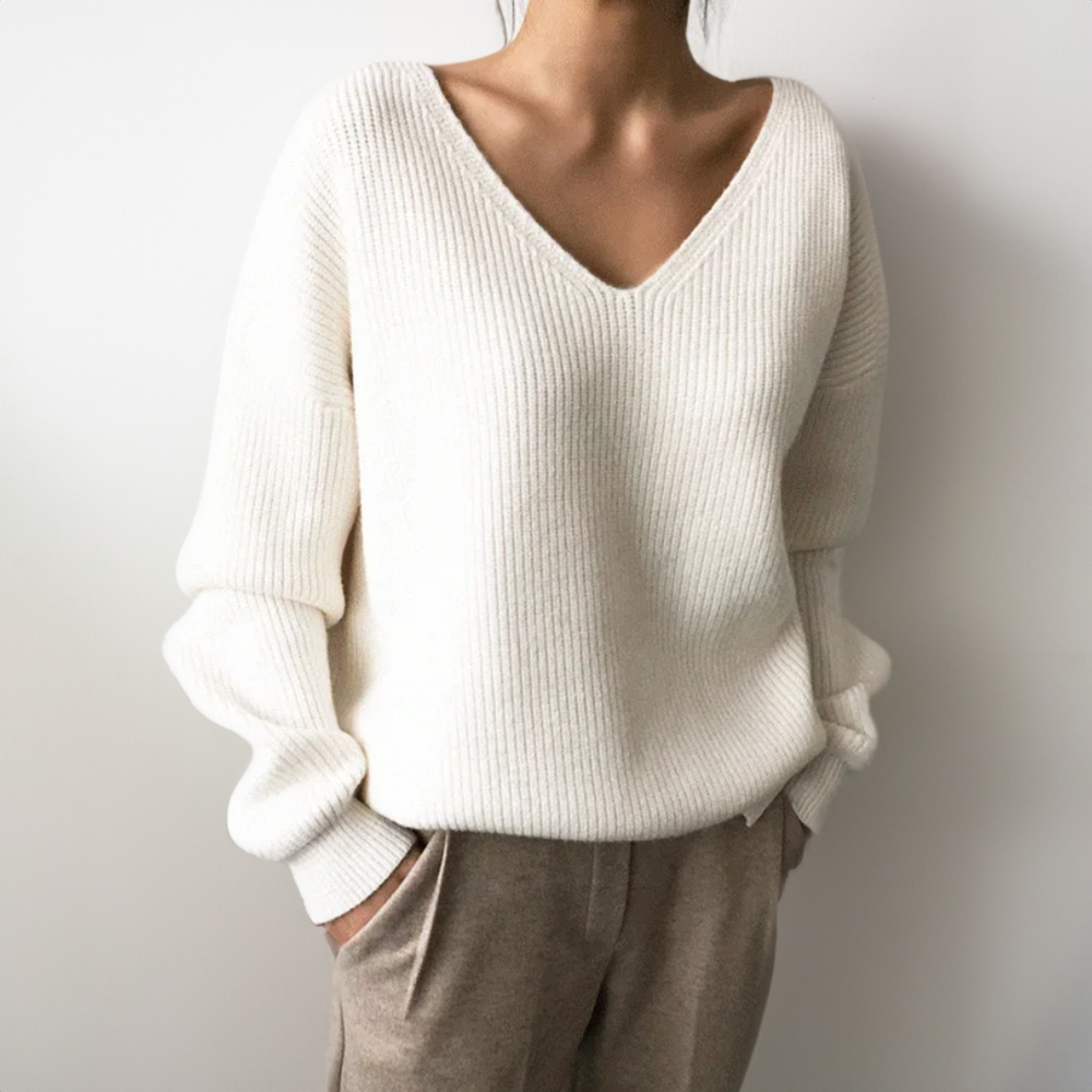 Oversized V-Hals Trui Dames – Los Model met Ballonmouwen