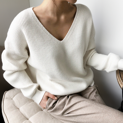 Oversized V-Hals Trui Dames – Los Model met Ballonmouwen