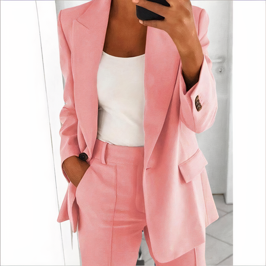 Dames Blazer Broek Set Trendy Zwart Kostenummer - Mode Vibes