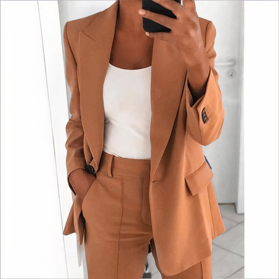 Dames Blazer Broek Set Trendy Zwart Kostenummer