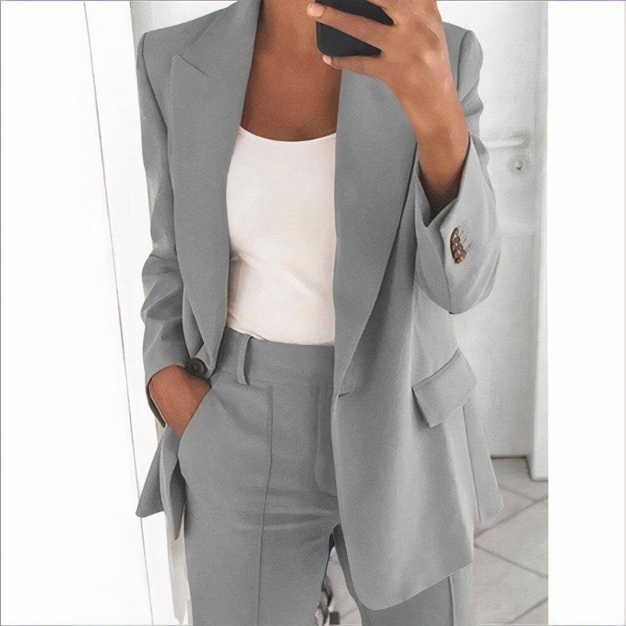Dames Blazer Broek Set Trendy Zwart Kostenummer