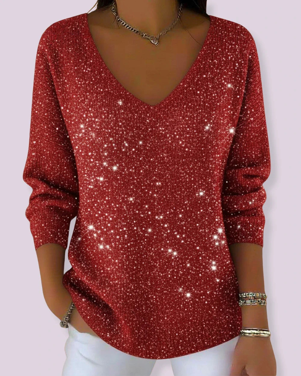 Dames Trui V-hals Feestelijke Stijl - Mode Vibes
