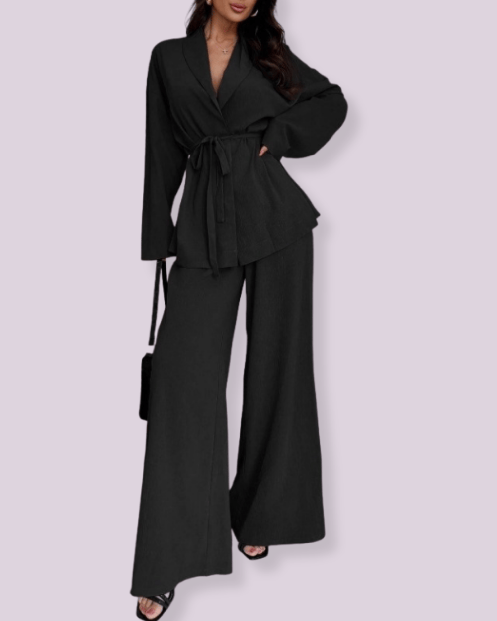 Dames Blazer Set Met Ceintuur Slim Fit - Mode Vibes
