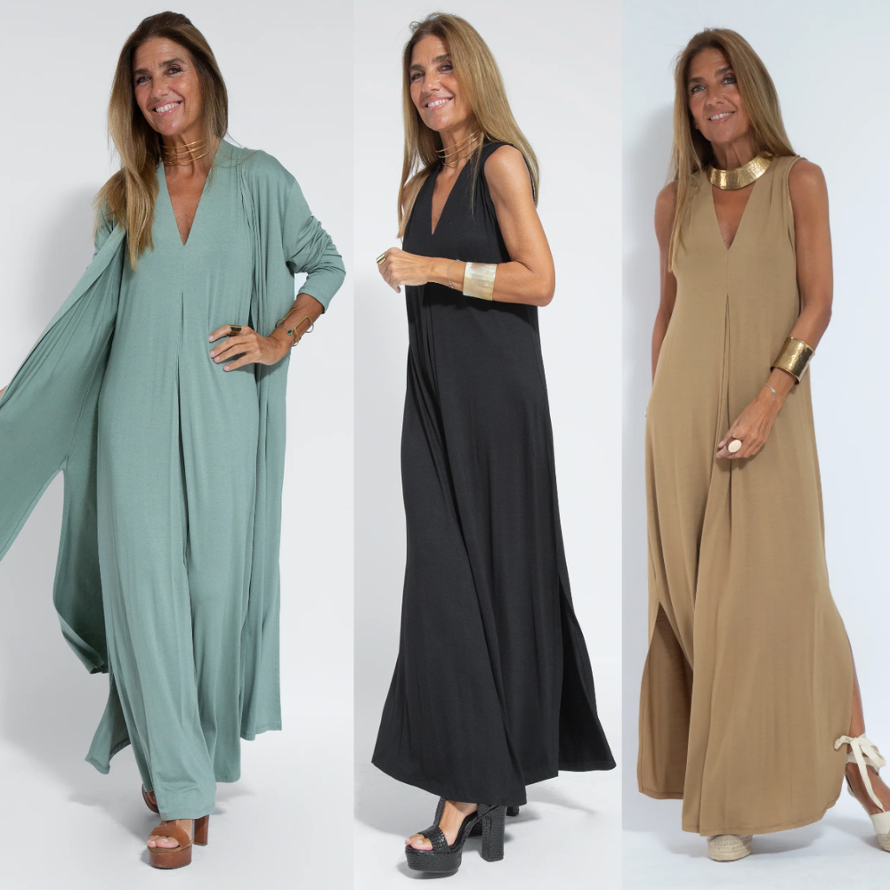 Jurk met Vest Afslankend Tweedelig Design