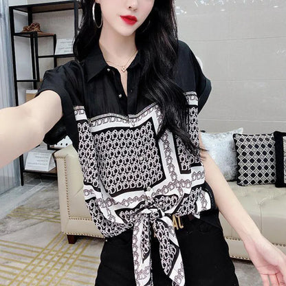 Zomerse Chiffon Blouse met Modieuze Print