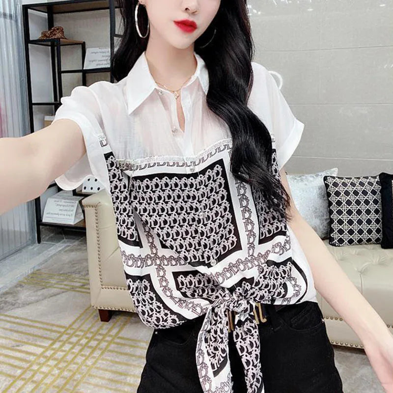 Zomerse Chiffon Blouse met Modieuze Print