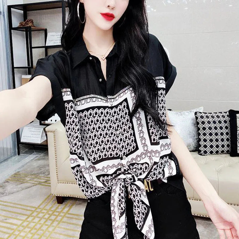 Zomerse Chiffon Blouse met Modieuze Print