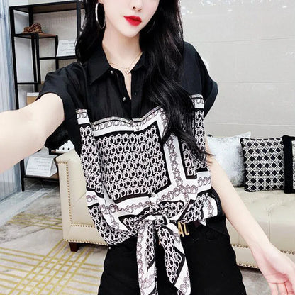 Zomerse Chiffon Blouse met Modieuze Print